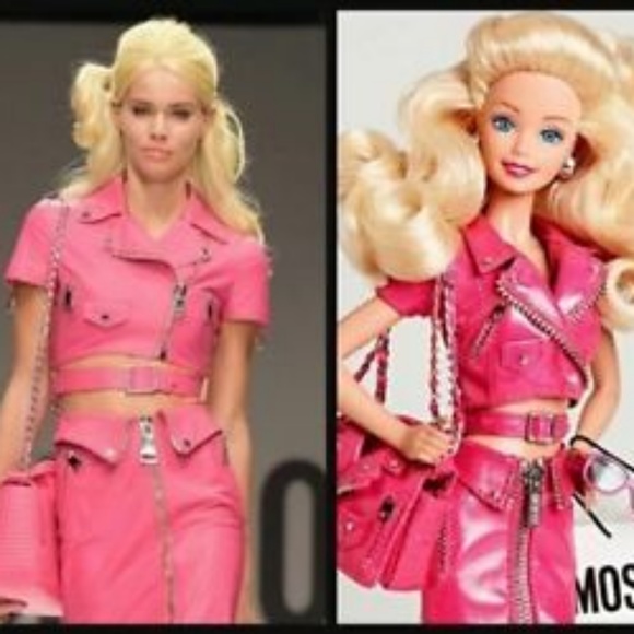 NWT Moschino SS15 Barbie pink leather Biker Jacket - Picture 4 of 6